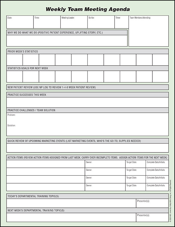 Weekly Team Meeting Agenda Template - KMC University