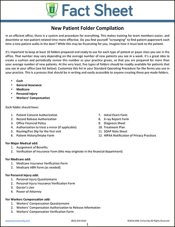 New Patient Folder Compilation - KMC University